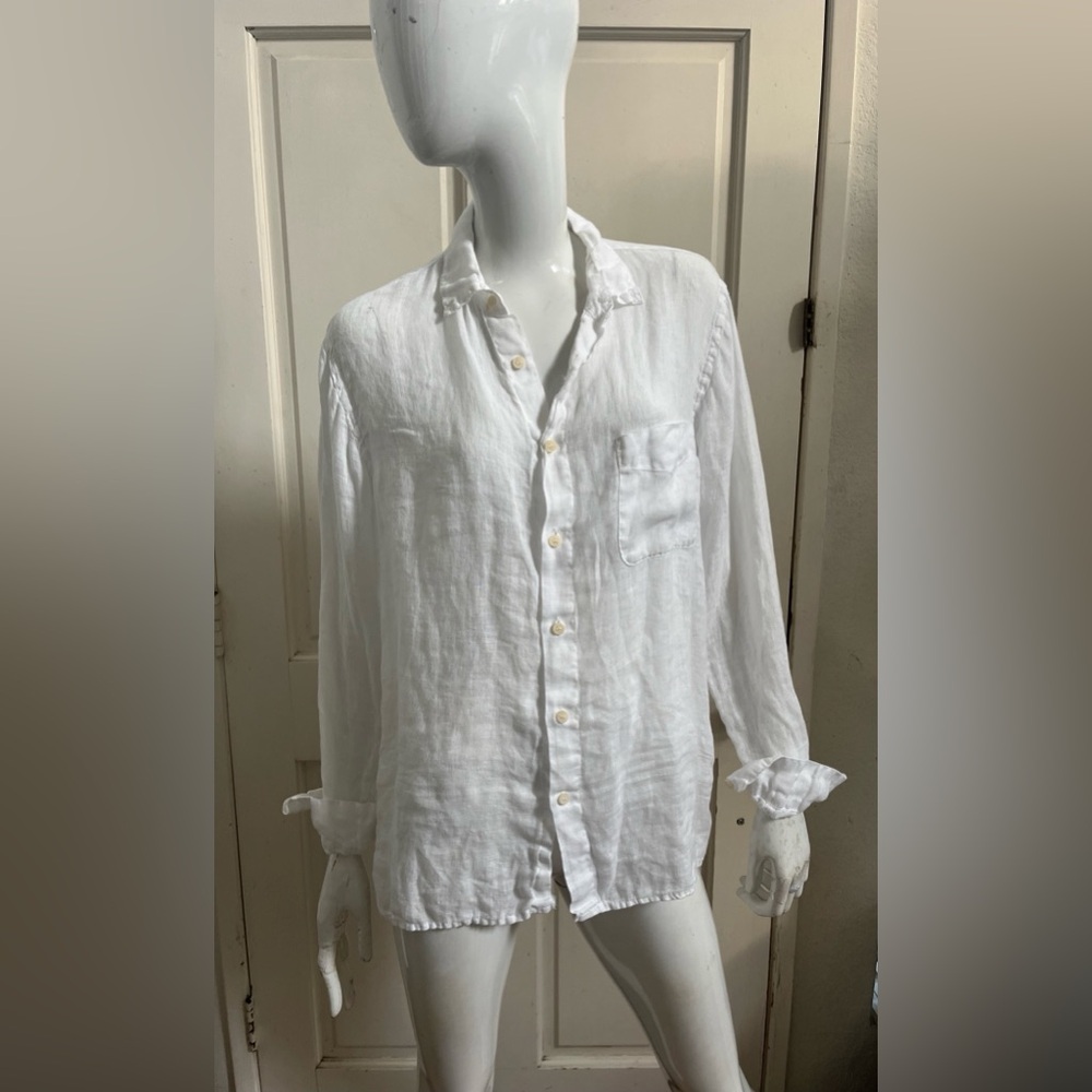 CP SHADES Bright White 100% Linen MARELLA Buttoned L/S Shirt Sz S
